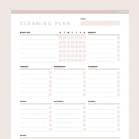 Weekly Cleaning Planner Editable - Brown