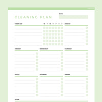 Weekly Cleaning Planner Editable - Green
