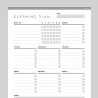 Weekly Cleaning Planner Editable - Grey