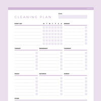 Weekly Cleaning Planner Editable - Lavendar