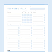Weekly Cleaning Planner Editable - Light Blue
