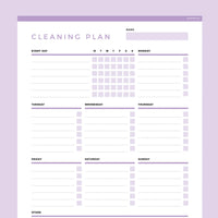 Weekly Cleaning Planner Editable - Purple
