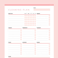 Weekly Cleaning Planner Editable - Red