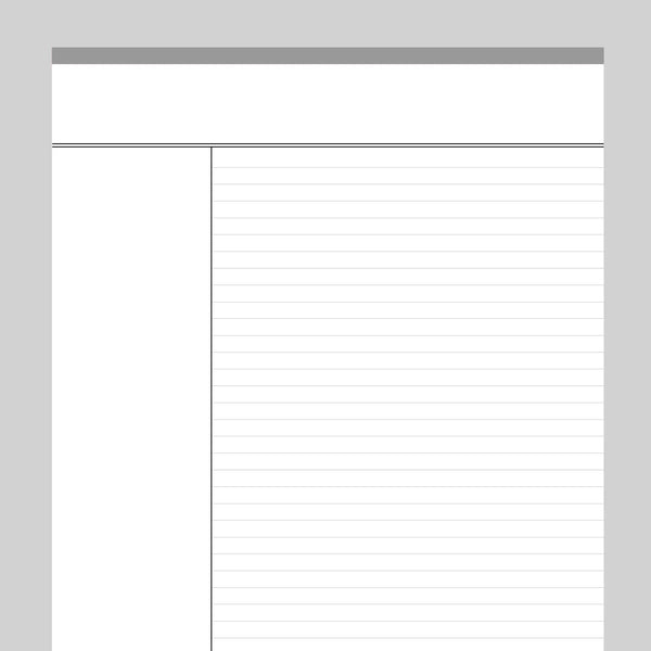 Cornell Note Taking Template simple (Instant Download) 