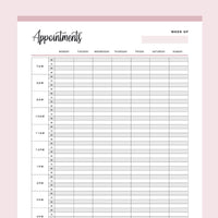 Printable Appointment Book - Pink