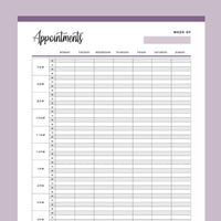 Printable Appointment Book - Purple