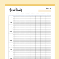 Printable Appointment Book - Yellow