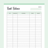 Printable balance sheet template - Green