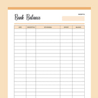 Printable balance sheet template - Orange