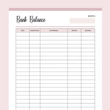Printable balance sheet template - Pink