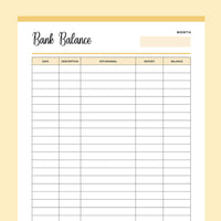 Printable balance sheet template - Yellow