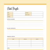 Printable Client Profile - Yellow
