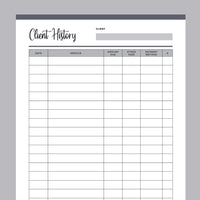 Printable Client Tracker - Grey