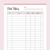 Printable Client Tracker - Pink