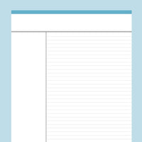 Printable Cornell Notes Template - Blue