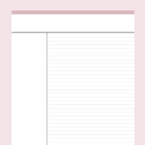 Printable Cornell Notes Template - Pink