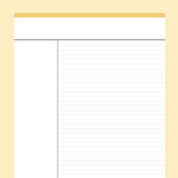 Printable Cornell Notes Template - Yellow