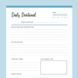 Printable Daily Devotional Template PDF - Blue