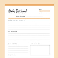 Printable Daily Devotional Template PDF - Orange
