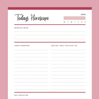 Printable Daily Horoscope Worksheets - Red
