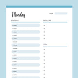 Printable Daily Planner - Blue