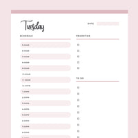 Printable Daily Planner - Pink