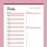 Printable Daily Planner - Red