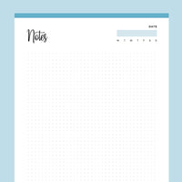 Printable Dot Grid Notes - Blue