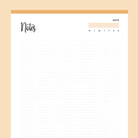 Printable Dot Grid Notes - Orange