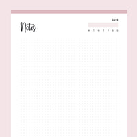 Printable Dot Grid Notes - Pink