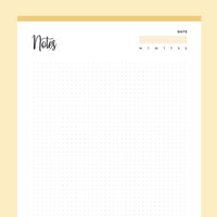 Printable Dot Grid Notes - Yellow