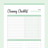 Printable house cleaning checklist - Green