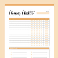 Printable house cleaning checklist - Orange