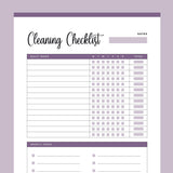 Printable house cleaning checklist - Purple