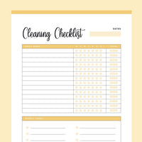 Printable house cleaning checklist - Yellow
