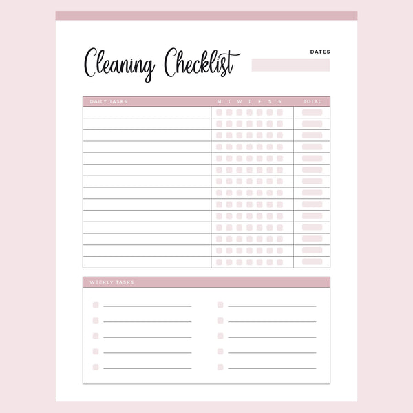 Printable Room Cleaning Checklist