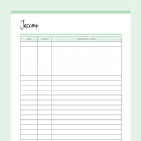 Printable Income Tracker - Green