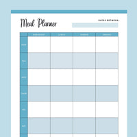 Printable Meal Prep Template - Blue