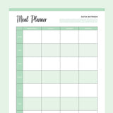 Printable Meal Prep Template - Green