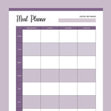 Printable Meal Prep Template - Purple