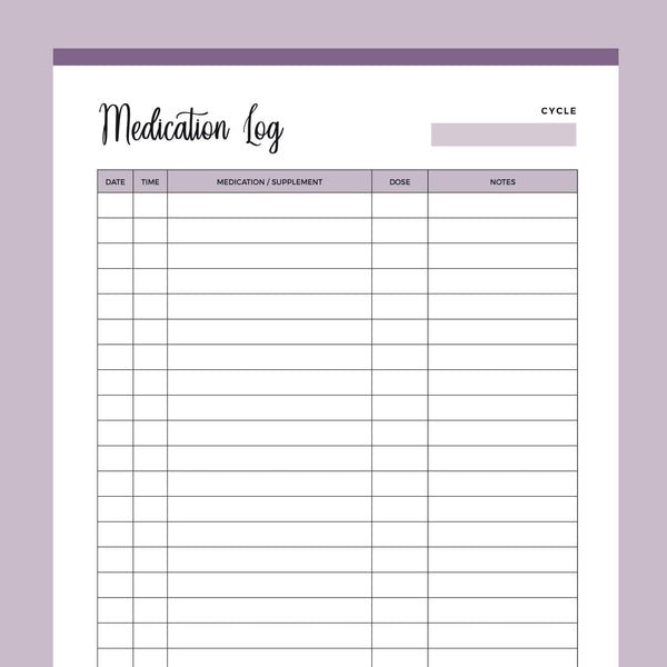 Printable Medication Log – Plan Print Land printable-medication-log-plan-print-land