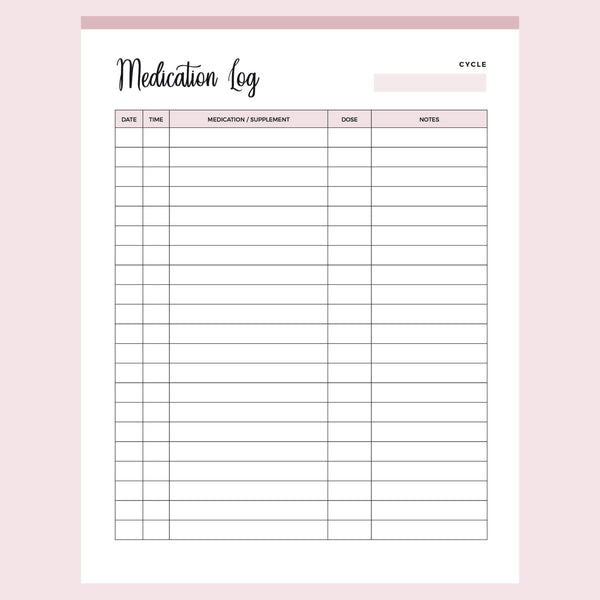 Printable Medication Log