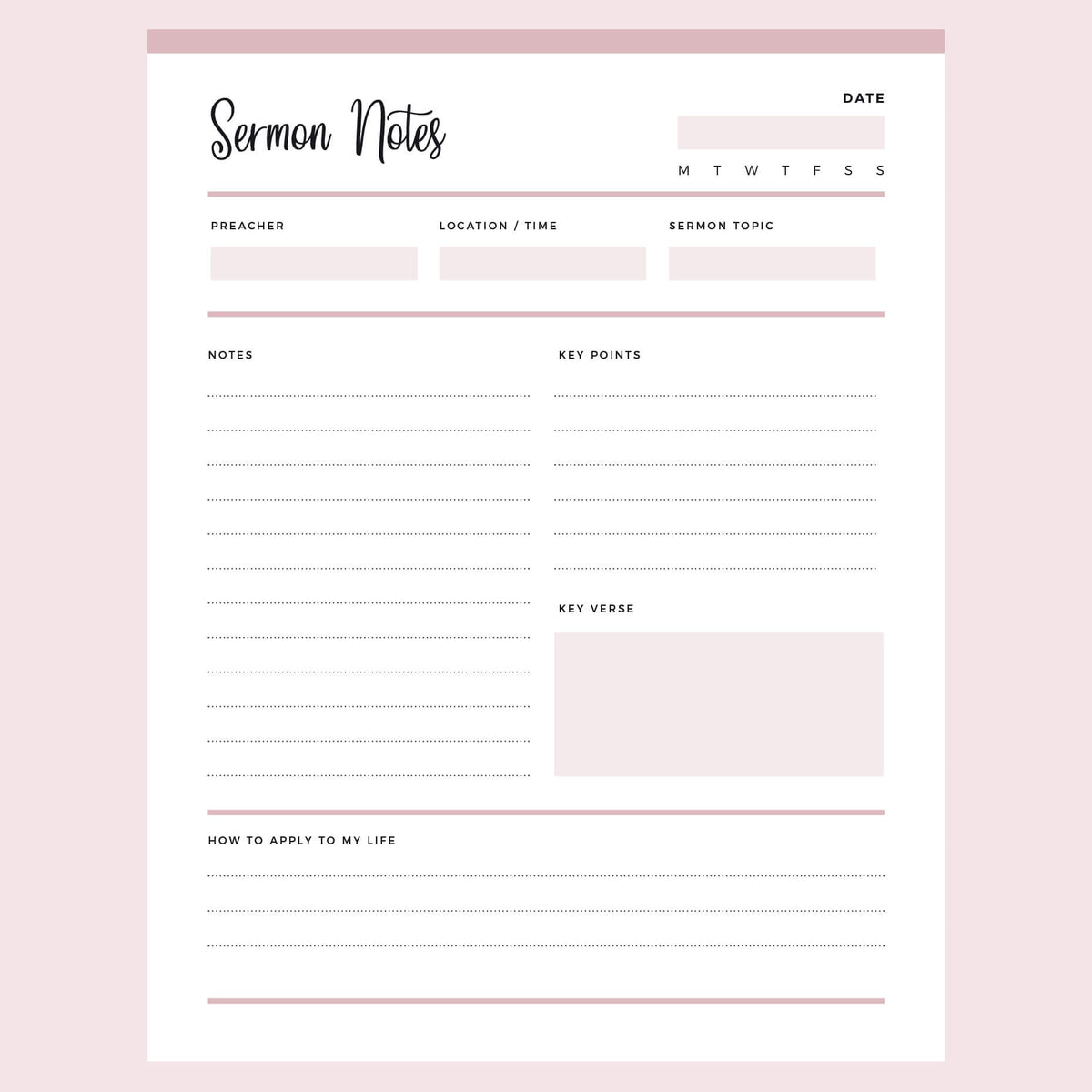 Red Sermon Note Printable Sermon Notes | Instant Download PDF | A4 & US Letter – Plan ...