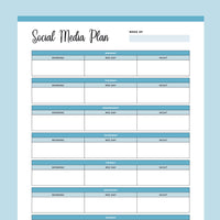 Printable social media planner - Blue