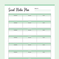 Printable social media planner - Green