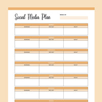 Printable social media planner - Orange