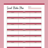 Printable social media planner - Red