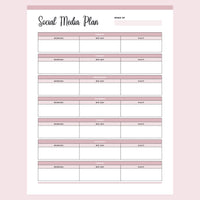 Printable social media planner