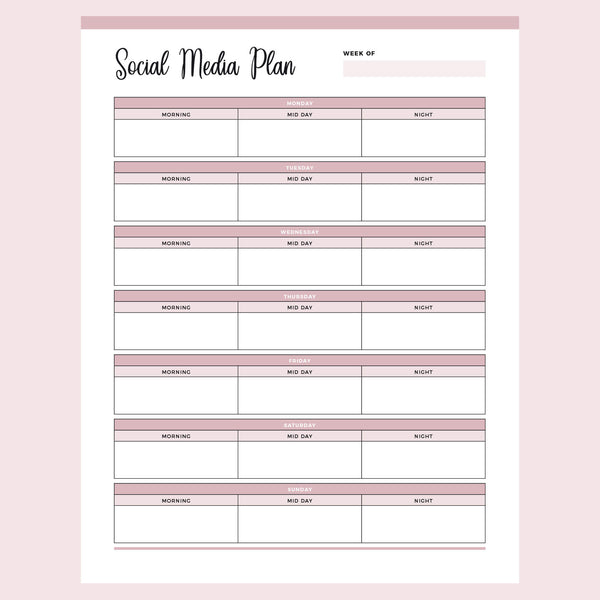 Printable Social Media Planner – Plan Print Land
