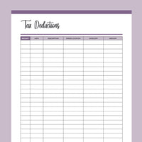 Printable Tax Deduction Tracker